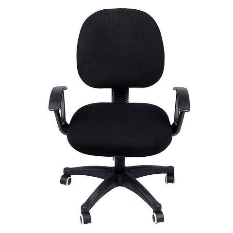 Stretch Jacquard Office Computer Chair Seat Covers, Removable Washable Anti-dust Desk Chair Seat Cushion Protectors - Black