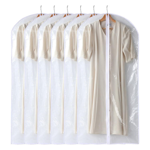 Garment Bags for Hanging Clothes, 6 PCs All Clear Garment Bag, Plastic Dustproof Suit Bag, Coat Protector Zippered Garment Covers