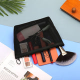 3 Pieces Mesh Makeup Bag Mesh Cosmetic Bag Purse Pouch Zipper Mesh Travel Bag Travel Purse Organizer Portable Pouch Bag , 3 Sizes