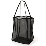 Mesh Beach Tote Bag for Sand Toys Kids Women Foldable Lightweight Durable Outdoor Shopping Travel Swim（black） In Australia - Darrahopens