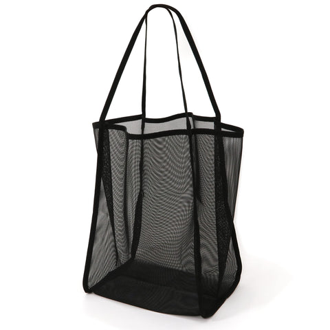 Mesh Beach Tote Bag for Sand Toys Kids Women Foldable Lightweight Durable Outdoor Shopping Travel Swim（black） In Australia - Darrahopens