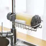 Stainless Steel Hanging Sponge Holder, Over Faucet Sponge Holder, Metal Hanging Faucet Drain Rack for Kitchen, Bathroom(silver)