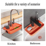 Kitchen Faucet Splash-Proof Draining Rack|Non-Slip Countertop Pad | Storage Rack Mat for Faucet to Keep Sponge|Orange Rack(Orange)