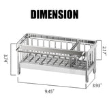 Dish Sponge Organizer with Divider, Rustproof 304 Stainless Steel Dish Brush Holder Storage for Bathroom, Silver