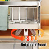 Dish Sponge Organizer with Divider, Rustproof 304 Stainless Steel Dish Brush Holder Storage for Bathroom, Silver