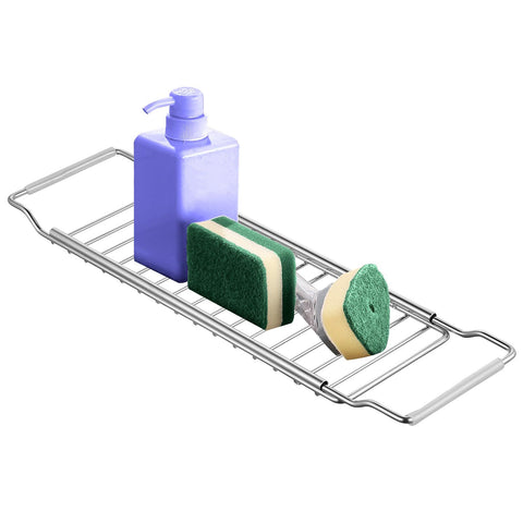 Stainless Steel Telescopic Kitchen Sink Storage Rack Sponge Holder Expandable Over The Sink Rack Organizer