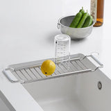 Stainless Steel Telescopic Kitchen Sink Storage Rack Sponge Holder Expandable Over The Sink Rack Organizer