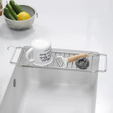 Stainless Steel Telescopic Kitchen Sink Storage Rack Sponge Holder Expandable Over The Sink Rack Organizer