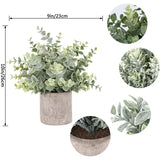 Mini Potted Fake Plants Artificial Plastic Eucalyptus Plants Topiaries for Home Office Desk Farmhouse Room Decor