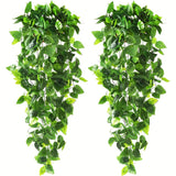 Artificial Hanging Plants - 2pcs Fake Ivy Vine Leaves Kitchen Plants for Wall House Room Garden Wedding (No Baskets)