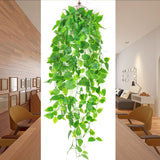 Artificial Hanging Plants - 2pcs Fake Ivy Vine Leaves Kitchen Plants for Wall House Room Garden Wedding (No Baskets)