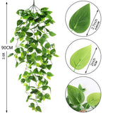 Artificial Hanging Plants - 2pcs Fake Ivy Vine Leaves Kitchen Plants for Wall House Room Garden Wedding (No Baskets)