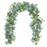 2pcs Artificial Fake Silver Dollar Eucalyptus Vines Table Runner for Wedding Arch Backdrop Table Centerpiece Home Mantle Decor