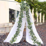 2pcs Artificial Fake Silver Dollar Eucalyptus Vines Table Runner for Wedding Arch Backdrop Table Centerpiece Home Mantle Decor