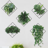 3D Vivid Green Plants Grid Wall Decal,Removable DIY Green Leaves Wall Sticker Home Decor Art Murals Paper Decoration for Bedroom
