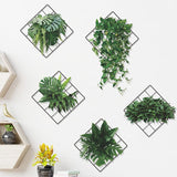 3D Vivid Green Plants Grid Wall Decal,Removable DIY Green Leaves Wall Sticker Home Decor Art Murals Paper Decoration for Bedroom