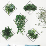 3D Vivid Green Plants Grid Wall Decal,Removable DIY Green Leaves Wall Sticker Home Decor Art Murals Paper Decoration for Bedroom