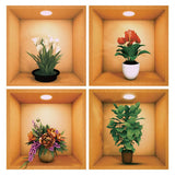 3D Vinyl Removable Wall Sticker Decals DIY, Set of 4 Plants False Niche Green Potted Plants Mural plant
