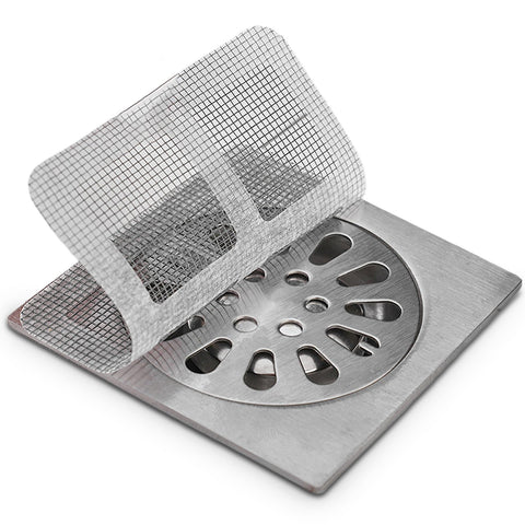 30 Pack, Shower Drain Hair Catcher,Iron with Ceramic Upgraded Disposable Floor Drain Sticker, 4" X 4" (30 Pack)