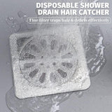 30 Pack, Shower Drain Hair Catcher,Iron with Ceramic Upgraded Disposable Floor Drain Sticker, 4" X 4" (30 Pack)