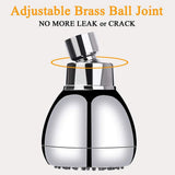High Pressure Shower Head 3 Inches Anti-clog Anti-leak Fixed Showerhead Chrome with Adjustable Swivel Brass Ball Joint Relaxing