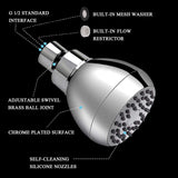 High Pressure Shower Head 3 Inches Anti-clog Anti-leak Fixed Showerhead Chrome with Adjustable Swivel Brass Ball Joint Relaxing