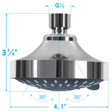 Shower Head, High Pressure Shower Heads 4.1 Inch 5 Settings Rain High Flow Fixed Showerhead for Luxury Shower Experience