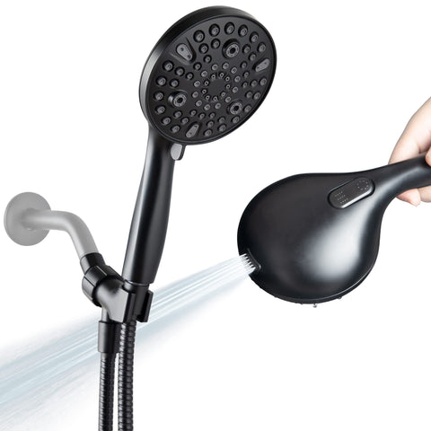 High Pressure 10 Functions Shower Head with handheld, Built-in Power Spray to Clean Corner, Tub and Pets, Stainless Steel Hose