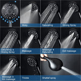 High Pressure 10 Functions Shower Head with handheld, Built-in Power Spray to Clean Corner, Tub and Pets, Stainless Steel Hose