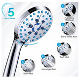 High Pressure 5-mode Handheld Shower Head - Anti-clog Nozzles, Extra Long 1.5M Stainless Steel Hose, Wall & Overhead Brackets In Australia - Darrahopens