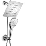 Ultra-Luxury 8" Rainfall Shower Head/Handheld Combo. Convenient Push-Button Flow Control Button for easy one-handed operation.