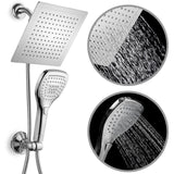 Ultra-Luxury 8" Rainfall Shower Head/Handheld Combo. Convenient Push-Button Flow Control Button for easy one-handed operation.