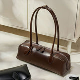 Women's niche design single shoulder large capacity cowhide armpit bag long strip baguette bag
