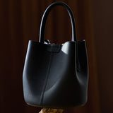 top layer cowhide bag, women's bag, crossbody bag, high-end leather handbag, water bucket