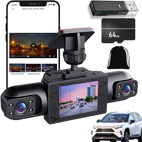 New Four-Record Monitoring Driving Recorder, 360° Full View Car 4 Channel Dashcam System, 1080P HD with Infrared Lamps Night Vision, Parking Mode, Loop Recording, 64 128GB Card In Australia - Darrahopens