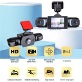 New Four-Record Monitoring Driving Recorder, 360° Full View Car 4 Channel Dashcam System, 1080P HD with Infrared Lamps Night Vision, Parking Mode, Loop Recording, 64 128GB Card