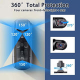 New Four-Record Monitoring Driving Recorder, 360° Full View Car 4 Channel Dashcam System, 1080P HD with Infrared Lamps Night Vision, Parking Mode, Loop Recording, 64 128GB Card