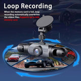 Wireless Dashcam Front and Rear Camera System, Rechargeable 360 1080P Dash Cam No Wires, 4-Channel Full Coverage App Control Dash Cam with Adjustable Lenses and Night Vision