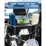Car Seat Back Storage Box -Multifunctional Storage Box with Cup Holders, Tissue Box & Hooks, Headrest Mounted Travel Essential for Kids and Family Road Trips