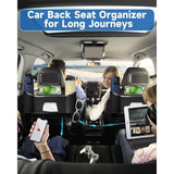 Car Seat Back Storage Box -Multifunctional Storage Box with Cup Holders, Tissue Box & Hooks, Headrest Mounted Travel Essential for Kids and Family Road Trips