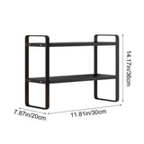 Double Tier Desktop Storage Shelf Desk Organizer for Books and Office Supplies - Wooden Tiered Shelf with Raised Guardrails for Home Study Room Bedroom Computer Desk - 14.17 x 11.81 x 7.87 Inch