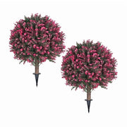 2 Pack Artificial Rose Boxwood Topiary Balls for Outdoor with Ground ,UV Resistance Faux Greenery Shrubs,for Garden In Australia - Darrahopens