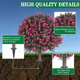 2 Pack Artificial Rose Boxwood Topiary Balls for Outdoor with Ground ,UV Resistance Faux Greenery Shrubs,for Garden