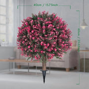 2 Pack Artificial Rose Boxwood Topiary Balls for Outdoor with Ground ,UV Resistance Faux Greenery Shrubs,for Garden