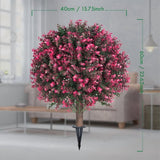 2 Pack Artificial Rose Boxwood Topiary Balls for Outdoor with Ground ,UV Resistance Faux Greenery Shrubs,for Garden