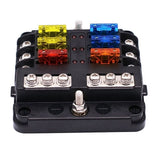 6X 6-Way Waterproof Fuse Block,with LED Indicator 12 Circuits with Negative Marine Fuse Box for DC 12/24V Car RV Truck