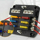 6X 6-Way Waterproof Fuse Block,with LED Indicator 12 Circuits with Negative Marine Fuse Box for DC 12/24V Car RV Truck