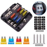6X 6-Way Waterproof Fuse Block,with LED Indicator 12 Circuits with Negative Marine Fuse Box for DC 12/24V Car RV Truck