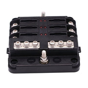 6X 6-Way Waterproof Fuse Block,with LED Indicator 12 Circuits with Negative Marine Fuse Box for DC 12/24V Car RV Truck