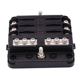 6X 6-Way Waterproof Fuse Block,with LED Indicator 12 Circuits with Negative Marine Fuse Box for DC 12/24V Car RV Truck